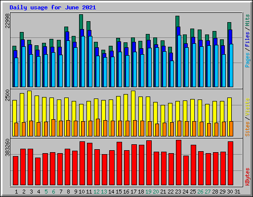 Daily usage for June 2021