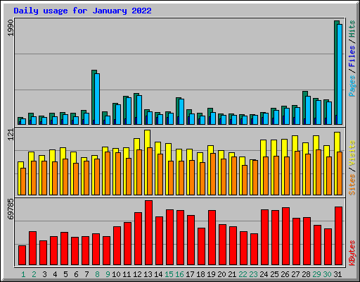 Daily usage for January 2022