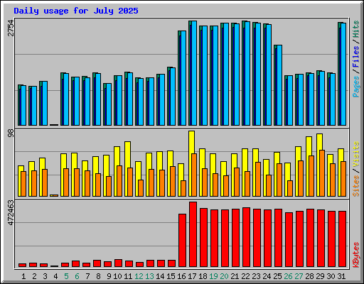 Daily usage for July 2025